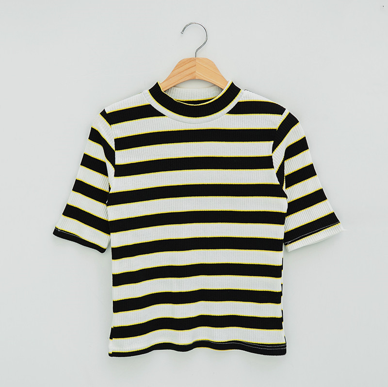 Short sleeved Cotton Korean Version Slim Bottoming Shirt Half Sleeve Top Ins Tide Black - Shop at LoveMi