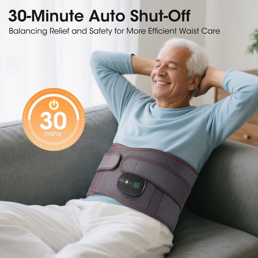 Electric Infrared Heated Waist Belt Vibration Massage For Lower Back Pain Relief — image 3