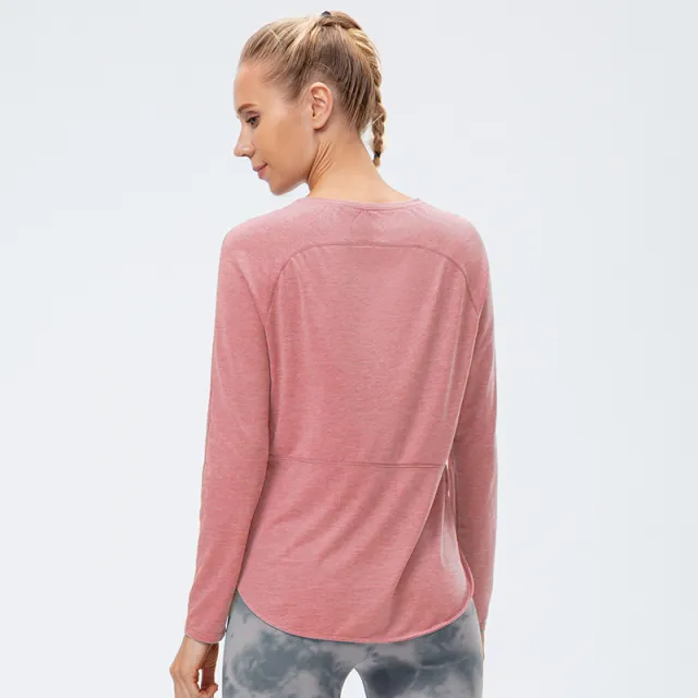 Autumn And Winter New Loose Sports Long Sleeve Women's Quick Dry Breathable Fitness Clothes Pink - Shop at LoveMi