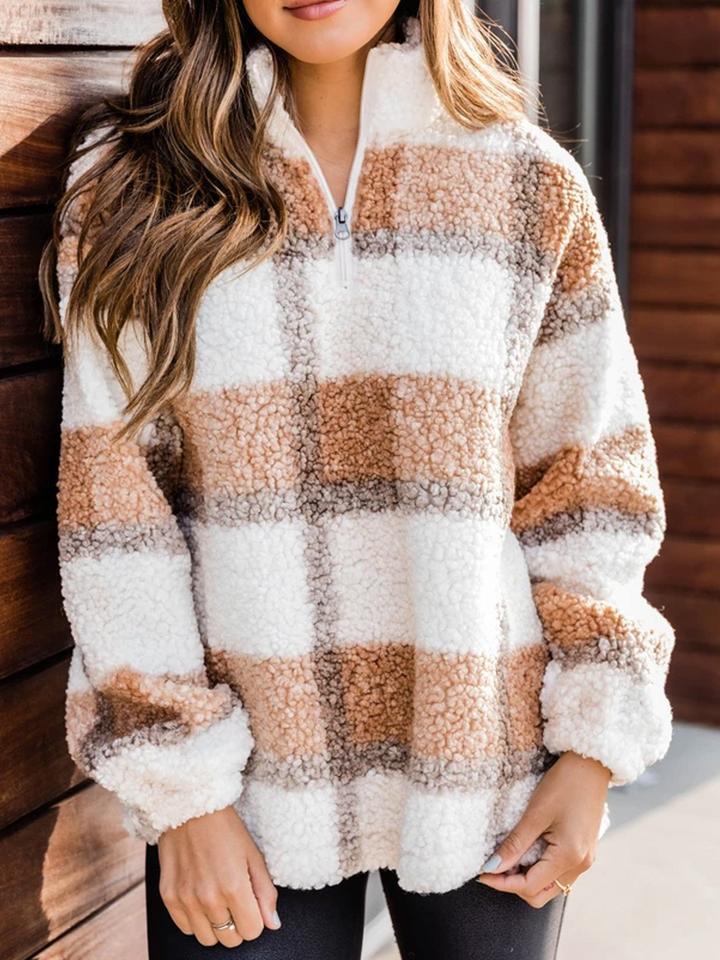 Plush Fashion Leisure Color Strip Zipper Plush