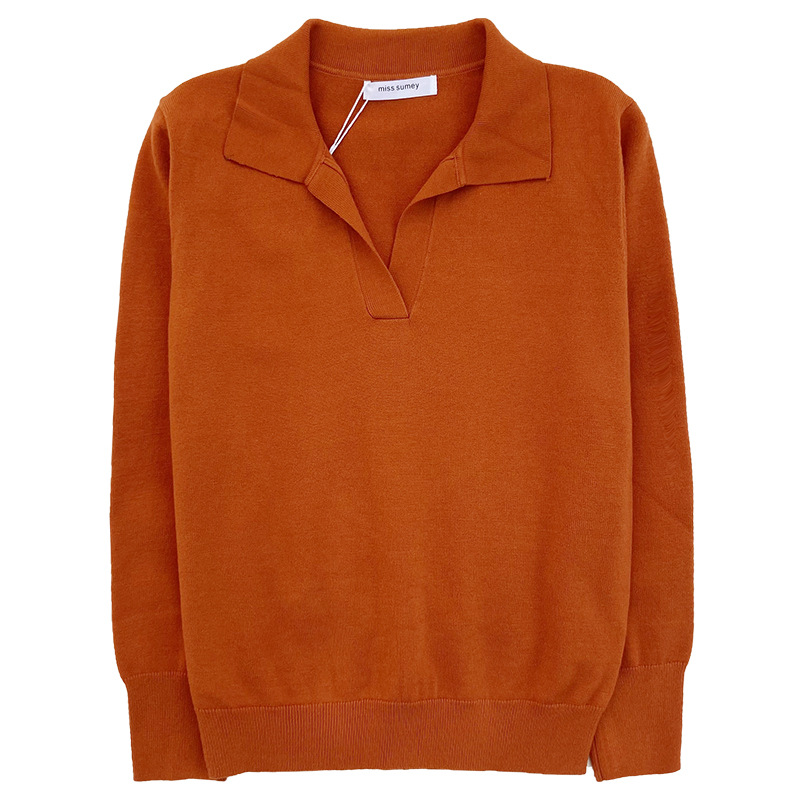 Women's Temperament Simple Lapel Slim Fit Long Sleeve Knit Sweater - Image 7