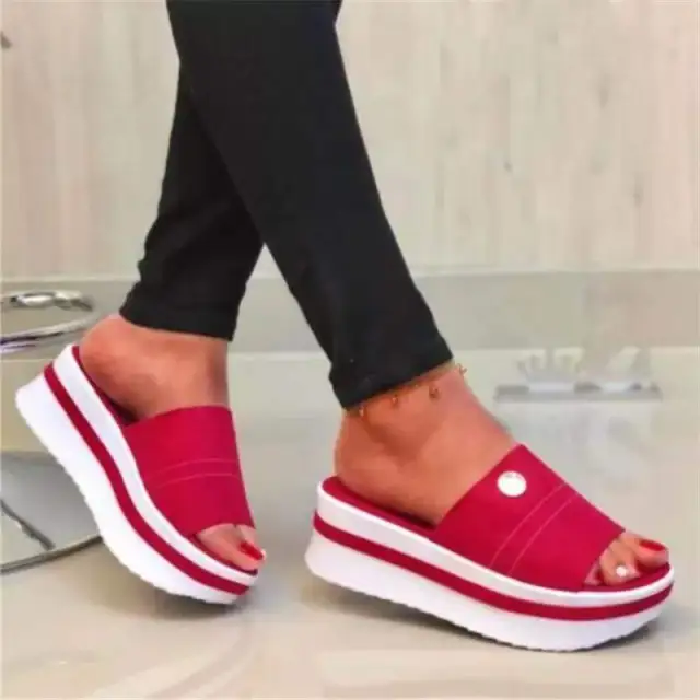 Thick soled Red Fashion Slippers Red - Shop at LoveMi