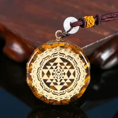 Natural Gravel Synthetic Crystal Ogan Pendant Necklace - Ag17 - View 1