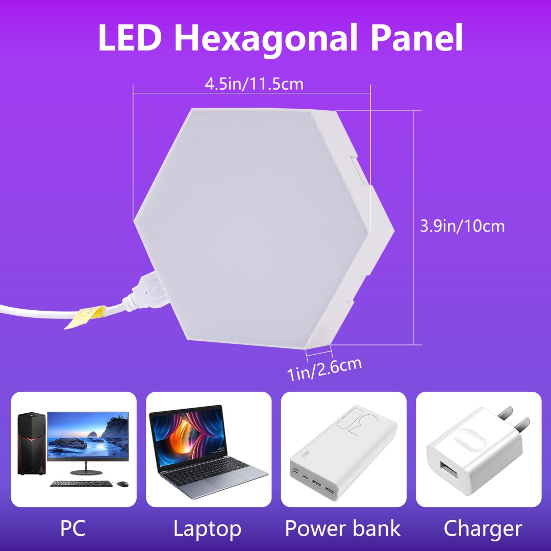 Hexagon Lights  10 Pack  LED Wall Panels, RGB Gaming Lights With APP, Smart... 3