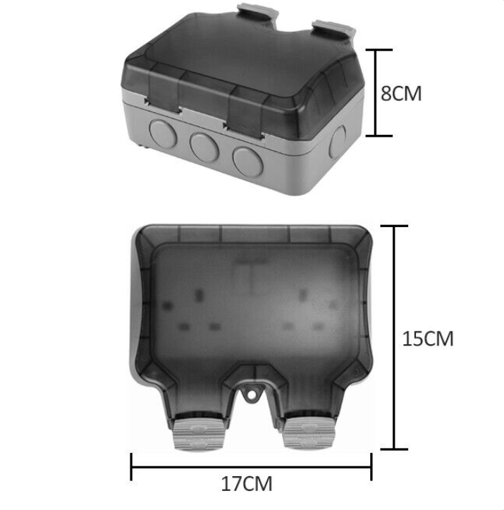 Weatherproof Outdoor Plug 13A 2 Gang Twin Switched Double Socket Outside Box UK
