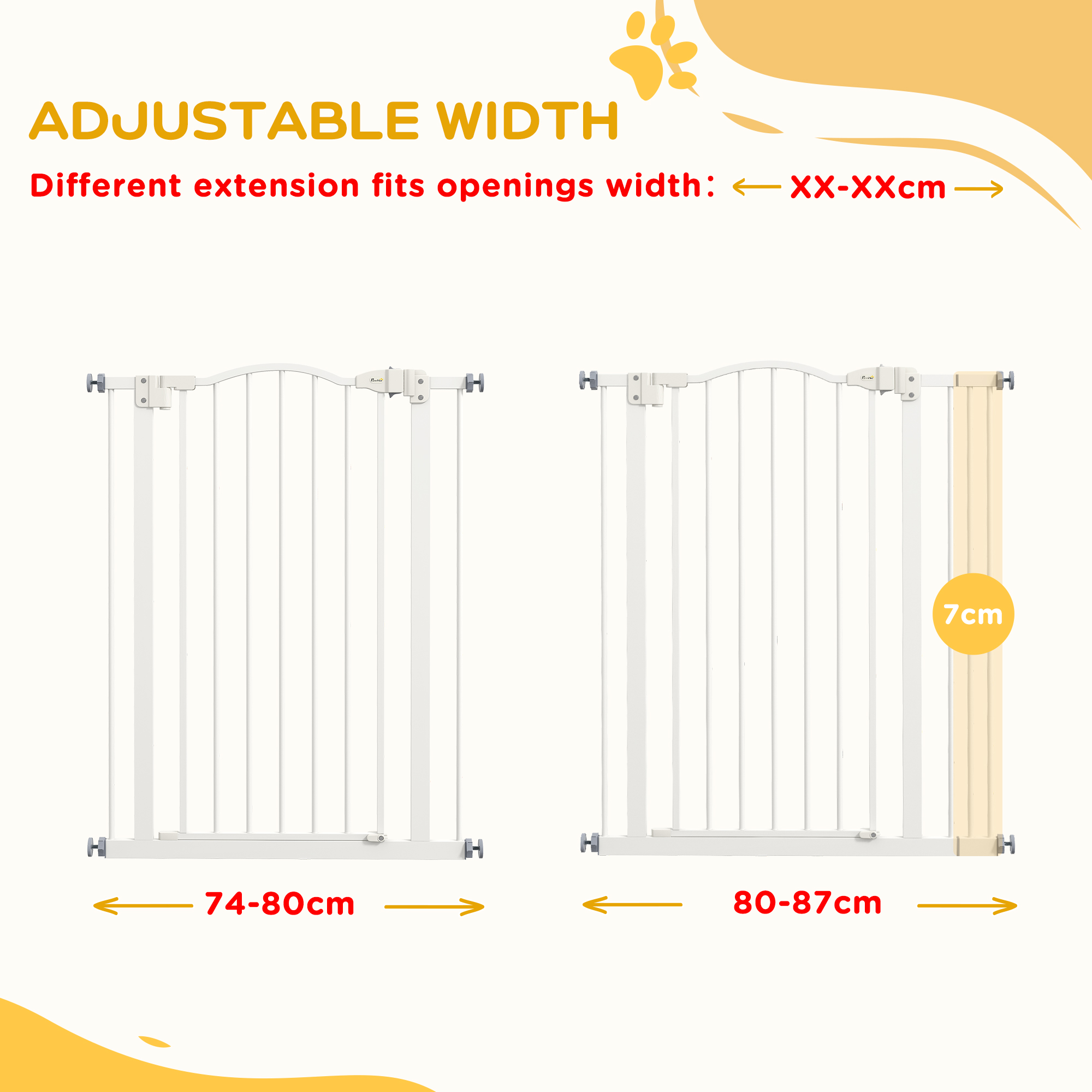 Metal Pet Safety Door Dog Folding Fence 74-87 Cm, White — image 2