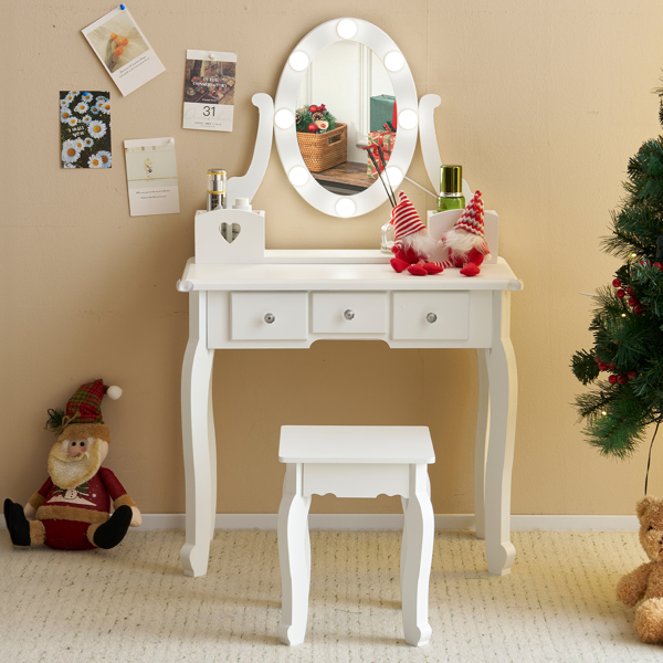 Kids Vanity Set With Mirror And Lights And Stool, 5 Storage Drawers, Pretend... 6