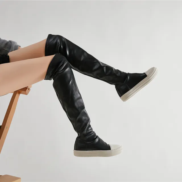 Black Long Boots Fashion Winter Shoes Women Waterproof Platform Boots Black - Shop at LoveMi