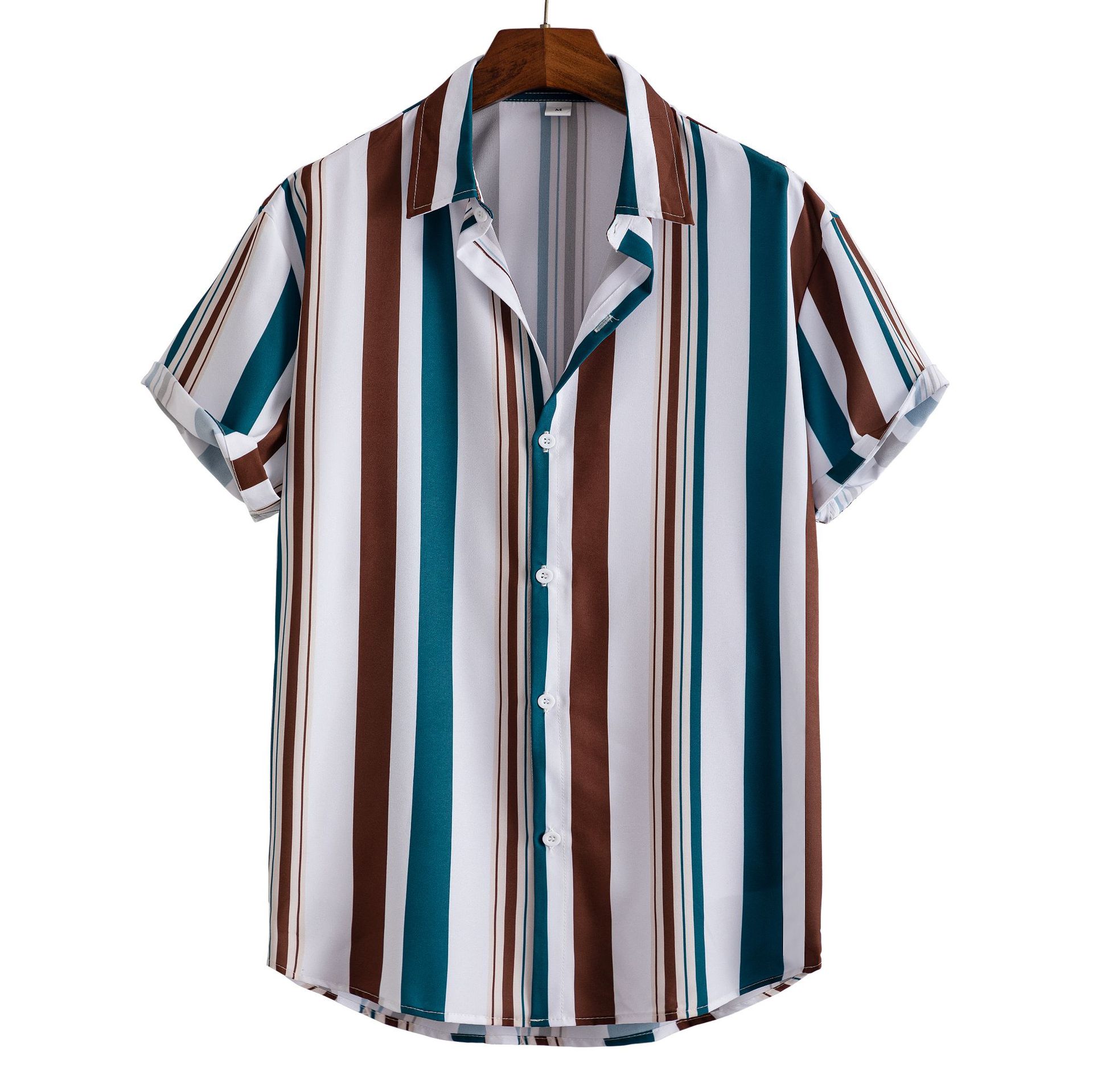 Title 4, Mens striped casual shirt with digital printin...