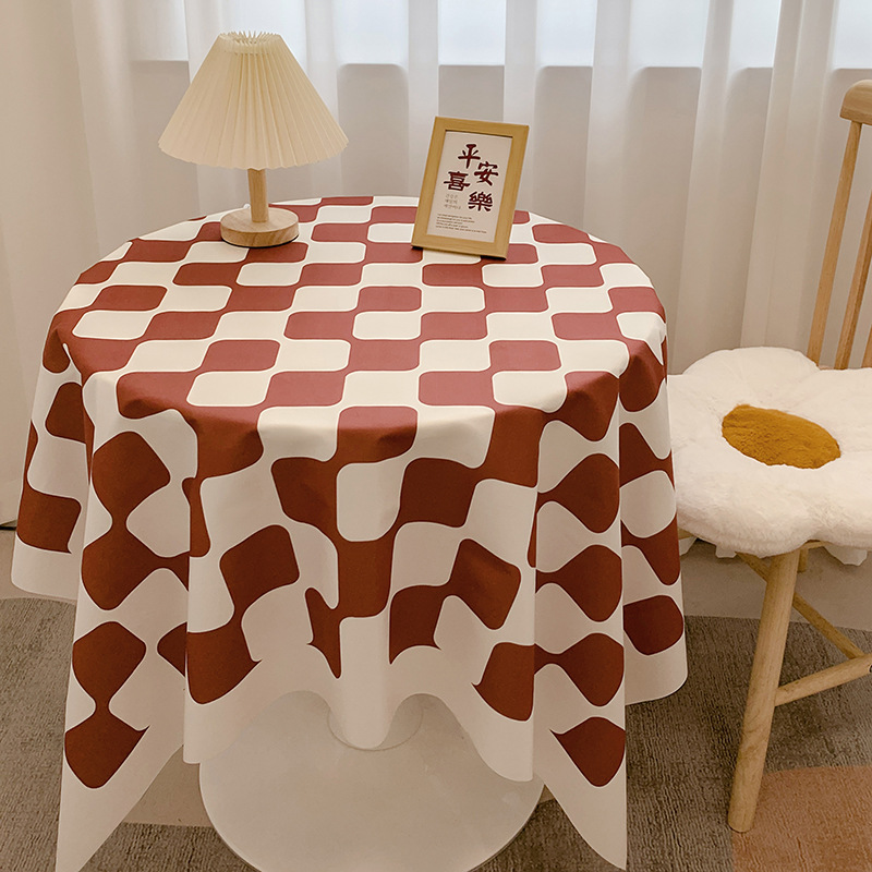 Title 3, Checkerboard Plaid Round Tablecloth Ins Nordic ...