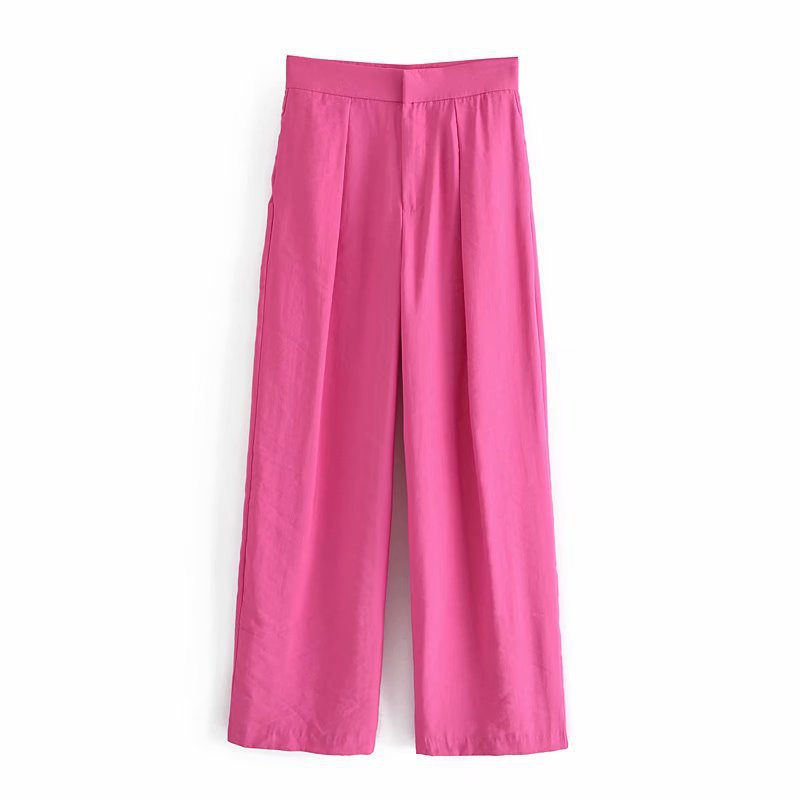 Title 8, High Waist Solid Color Loose Straight Casual Pants