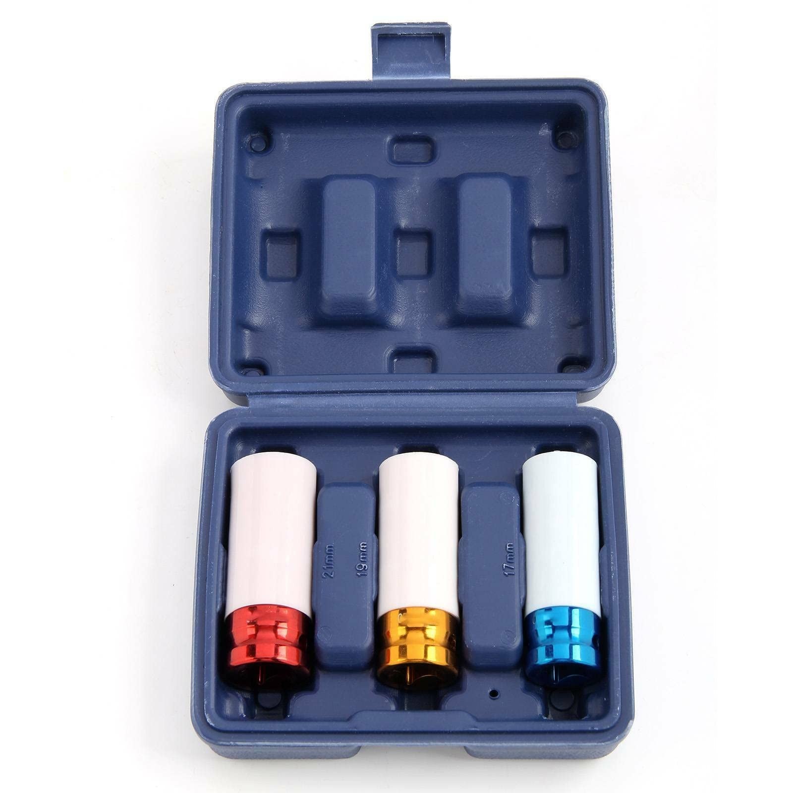 Alloy Wheel Nut Socket Thin Wall Deep Impact Socket Kit 17mm 19mm 21mm 1 2 Drive — foto 7