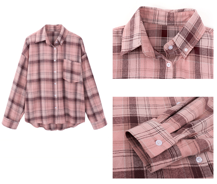 Title 1, Polo Collar Plaid Shirt Jacket Women