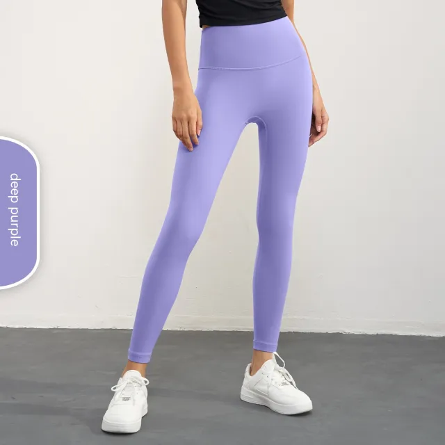 Women's Fashion Casual Pure Color Tight Peach Hip Raise Yoga Pants Dark Purple - Shop at LoveMi