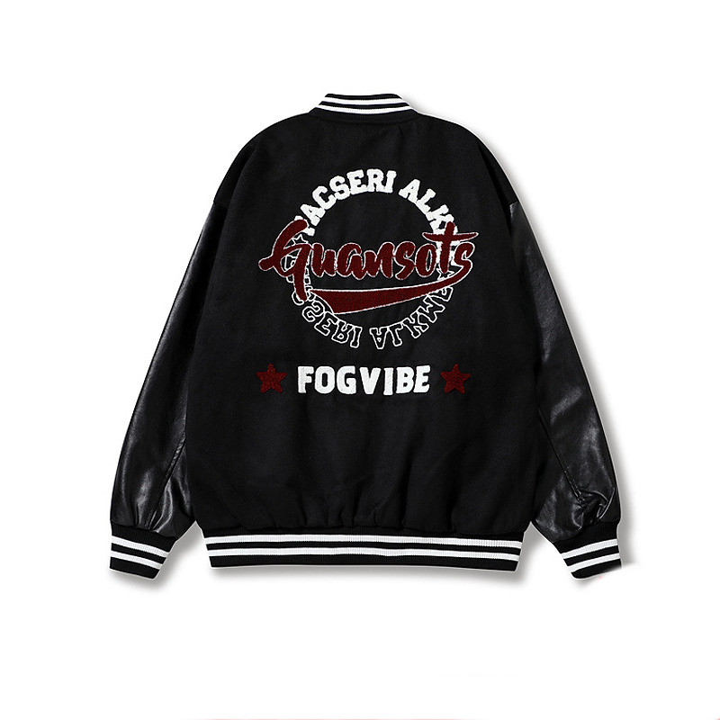 Men's And Women's Letter Flocking Embroidered Baseball Jacket