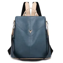 Fashion Casual Ladies Backpack Simple Large-capacity Travel Anti-theft Bag - Blue - View 1