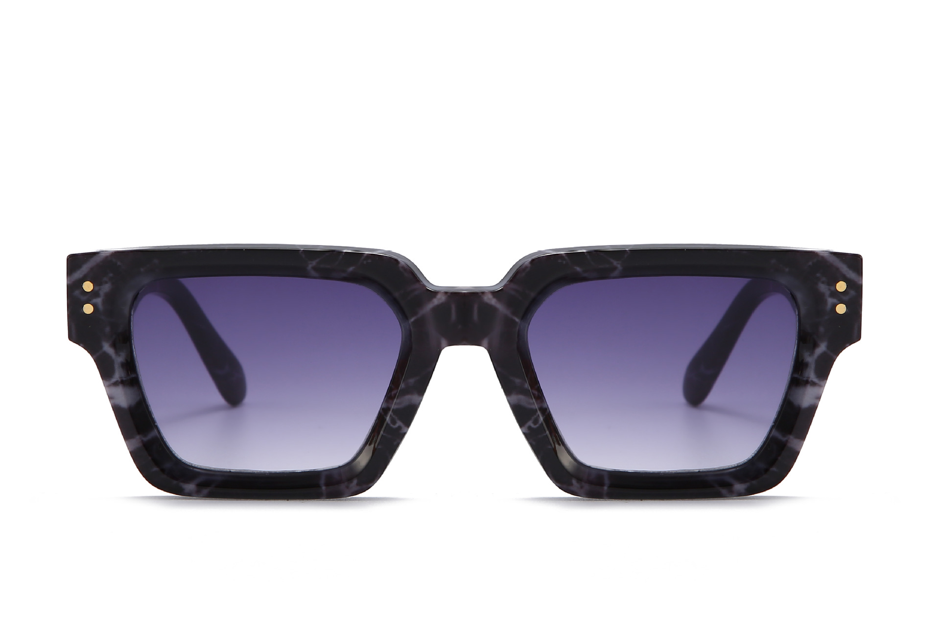 Retro Square Sunglasses Black Plain Makeup Fashion