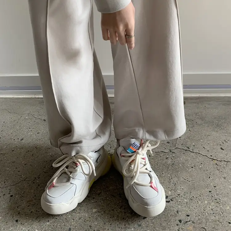 Casual Color Matching Lace-up Women's Single Shoes Platform Wedge Sneakers