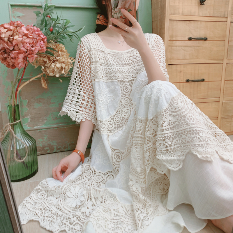 Lace Openwork Midi Dress