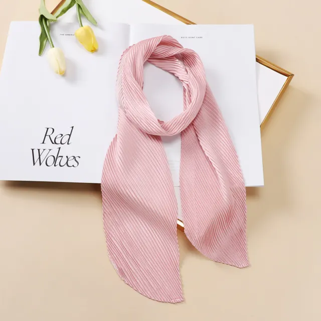 Color Blocking Small Ribbon Scarf Women's Pleated Hair Band Yz1020 10X130Cm - Shop at LoveMi
