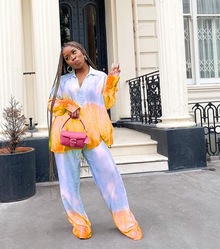 Popular Ladies Loose Gradient Print Suit