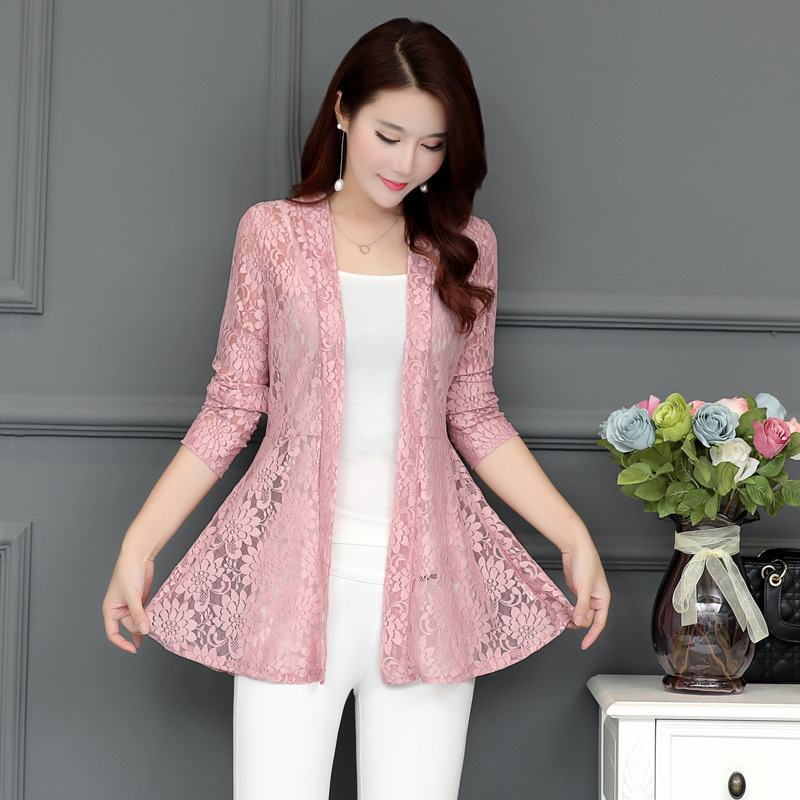 Women's Summer Large Size Thin Long Sleeve Lace Small Shawl