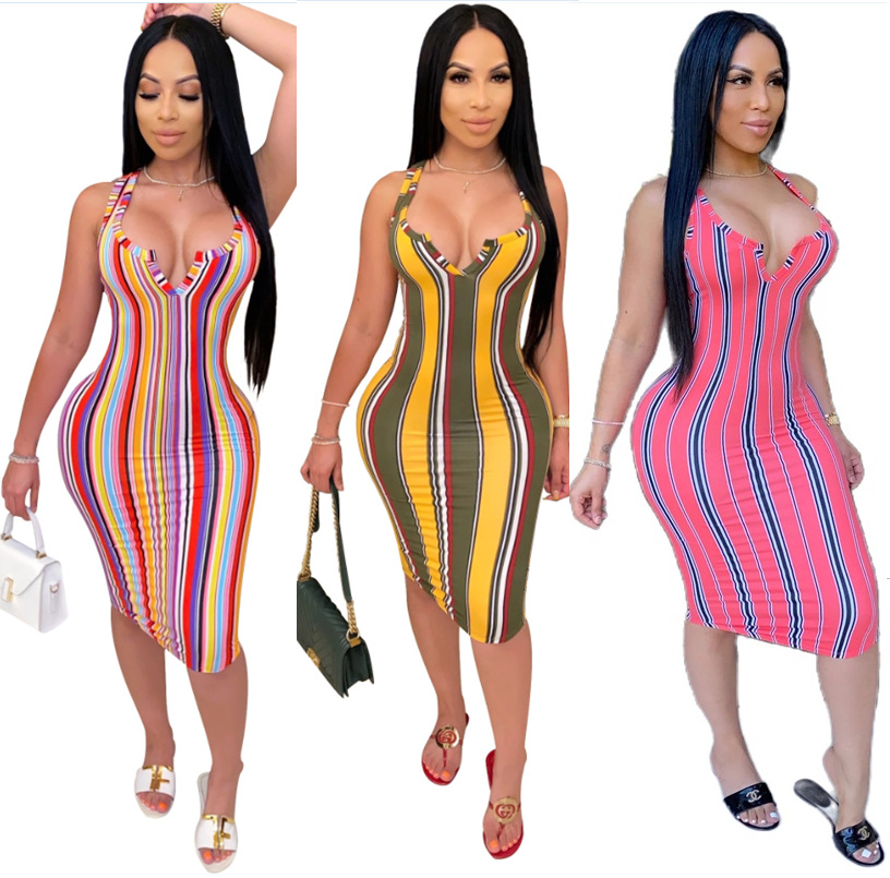 Title 6, Womens beautiful striped print tight dress, a ...