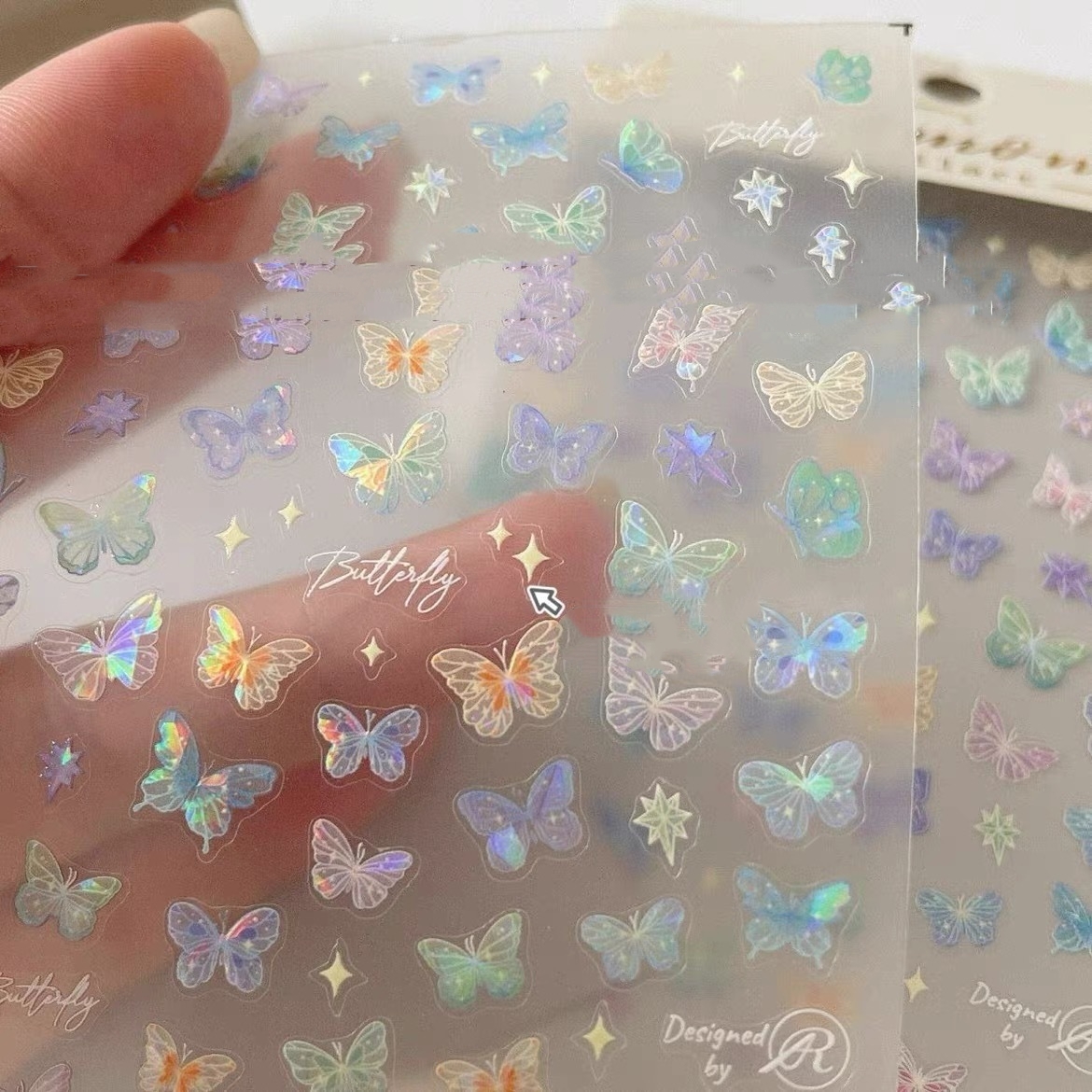 Butterfly Wing Streamer Laser Sticker Advanced Relief Manicure - Image 12