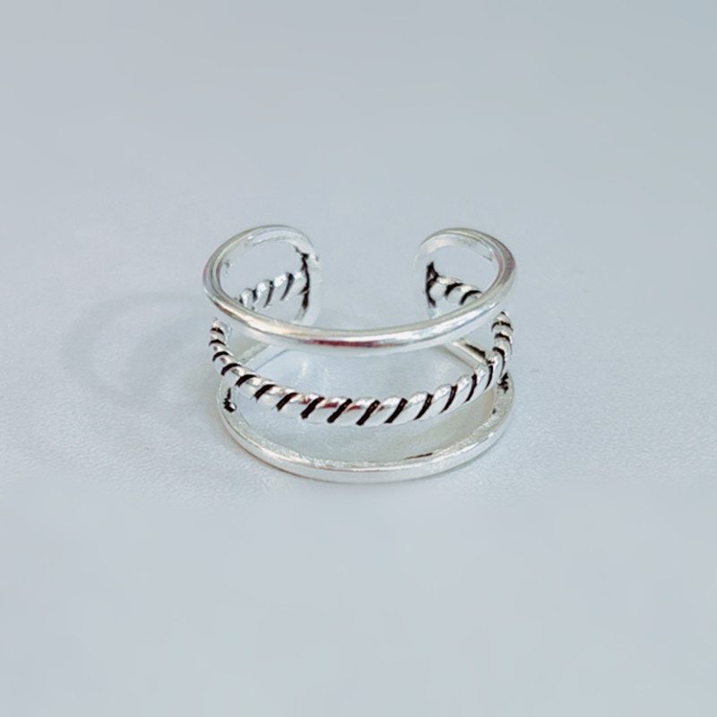 Vintage Thai Silver Simple Ring Fashion Personalized Weaving