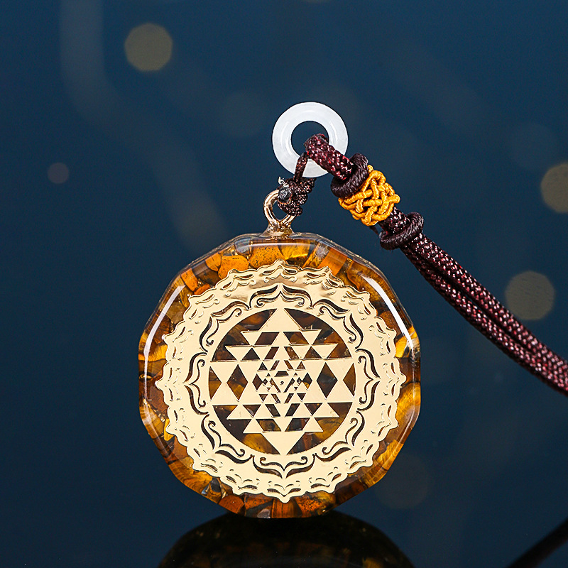 Tiger Eye Stone Natural Crushed Stone Pendant Necklace