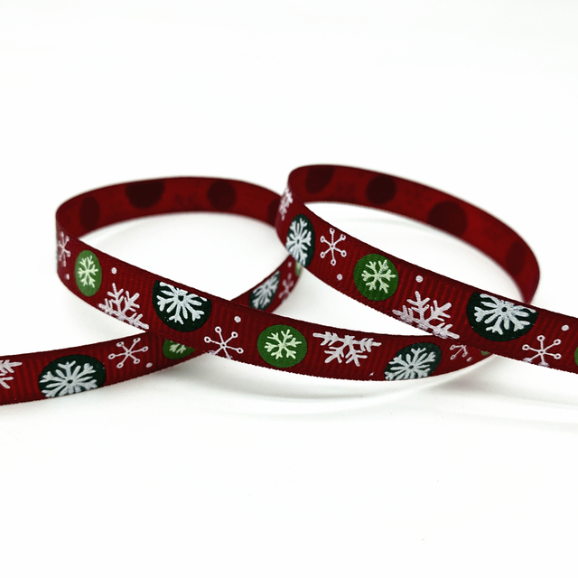 Size 5 10mm Christmas Ribbon Printed Grosgrain Ribbon