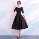 Round Neck Black Midlength
