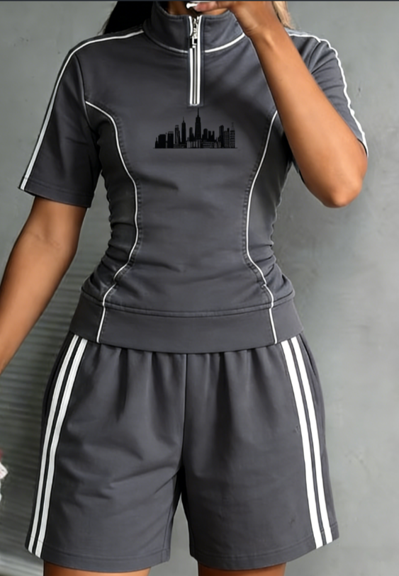Striped Slim-fit T-shirt And Shorts Set