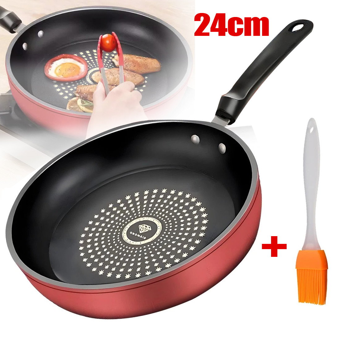 Frying Pan Non Stick 24cm Diamond,Easy To Clean, Induction Compatible — image 6