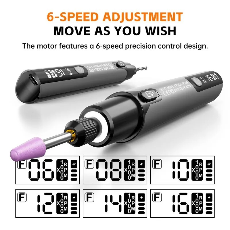 Electric Mini Engraving Pen Cordless Rotary Tool With LED Display Complete Kit — image 4