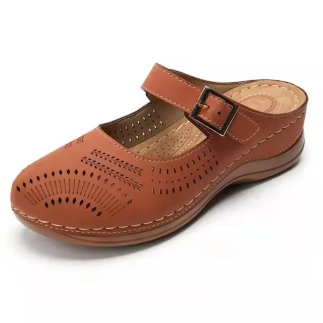 Women's Large Wedge Heel Vintage Scrub Air Breathable Sandals Brown - Shop at LoveMi
