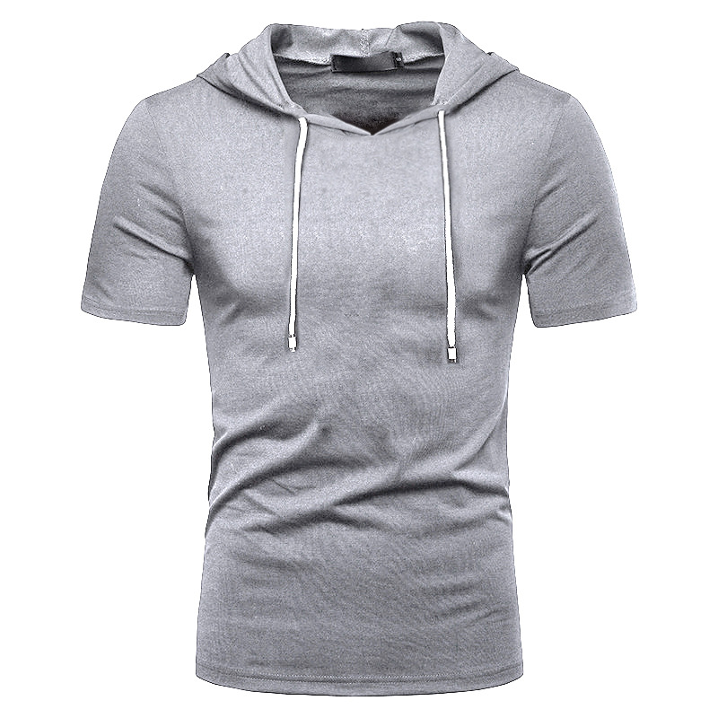 Hooded Short-sleeved Sweater Men's Cotton Blank Solid Color