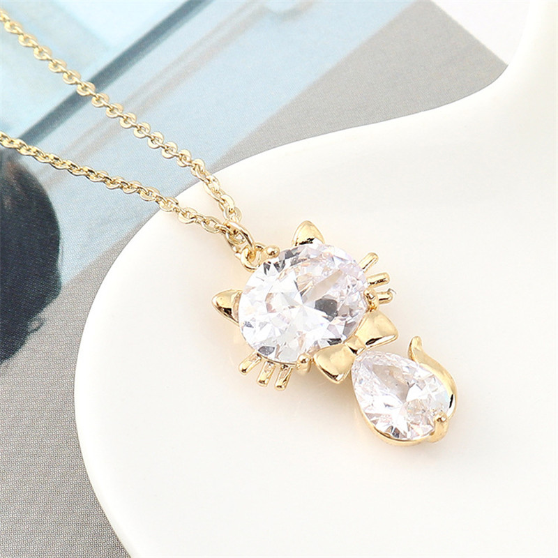 Zircon Necklace Cute Cady Kitten Girl Pendant