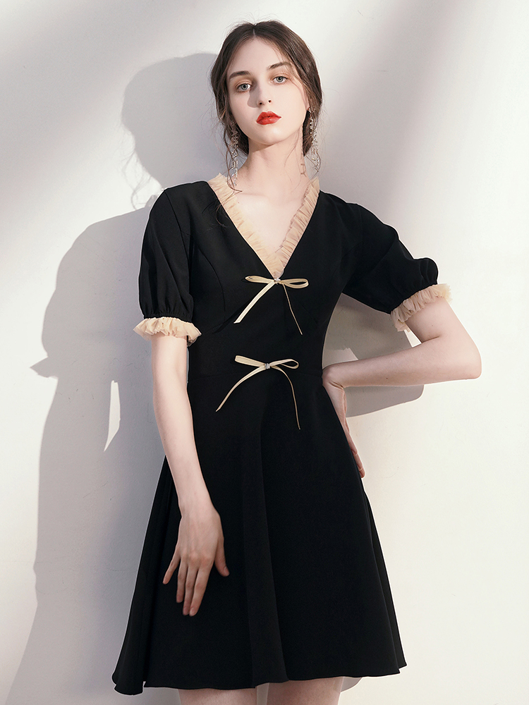 Black Short Party Dress Can Be Worn At Ordinary Times Black - Shop at LoveMi