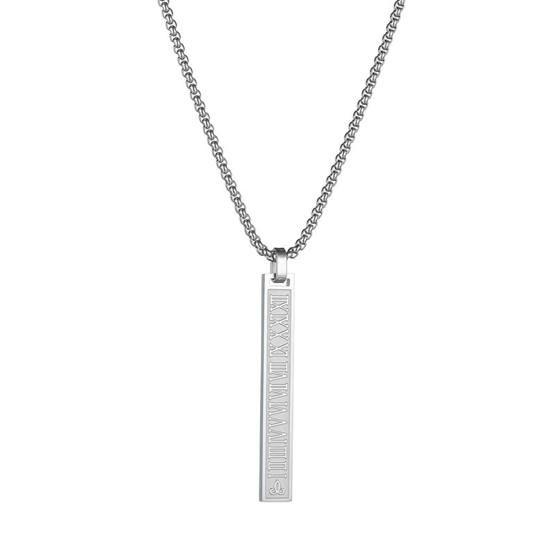 Rectangle Pendant Couple Sweater Chain Roman Character All-match Sweater Chain