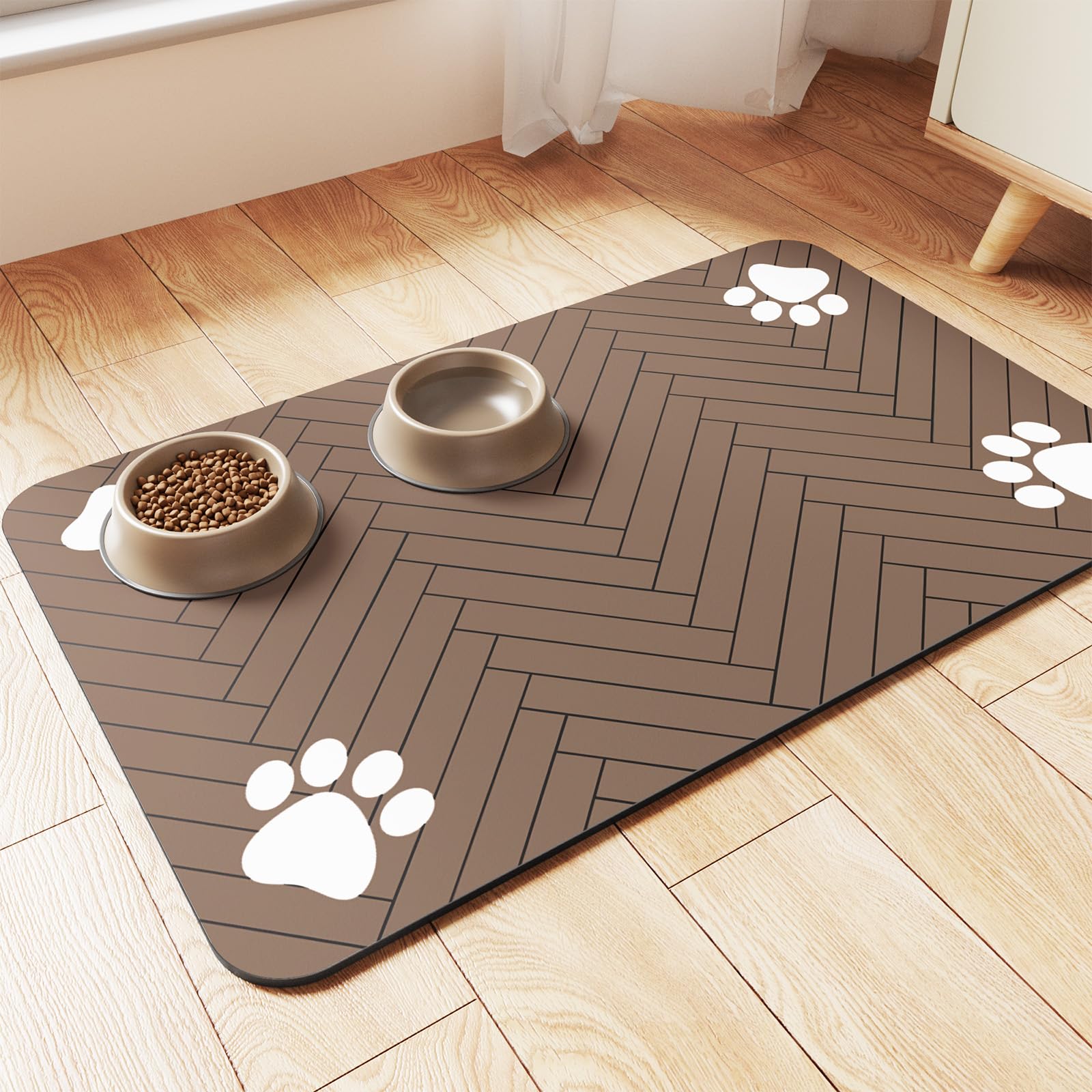 Pet Feeding Mat-Absorbent Pet Placemat For Food And Water Bowl, With Waterproof Rubber Backing, Quick Dry Water Dispenser Mat For Dog And Cat — foto 8
