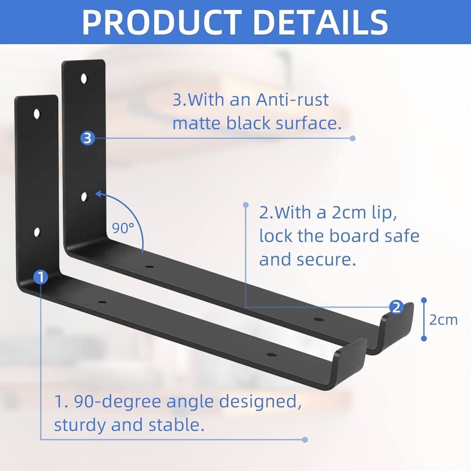 4 8 Pack Rustic Shelf Brackets Scaffold Board Industrial Solid Steel - 4PCS — image 12