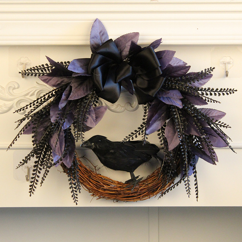 Guirlande de porte Halloween corbeau à nœud 5