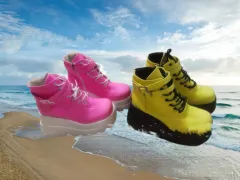 Women's Dark Gothic Wedge Platform Ankle Boots - Yellow - View 1