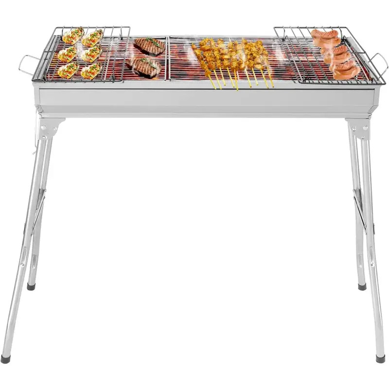 Folding BBQ Charcoal Barbecue Grill Steel Stainless Garden Picnic Camping Stove — image 4