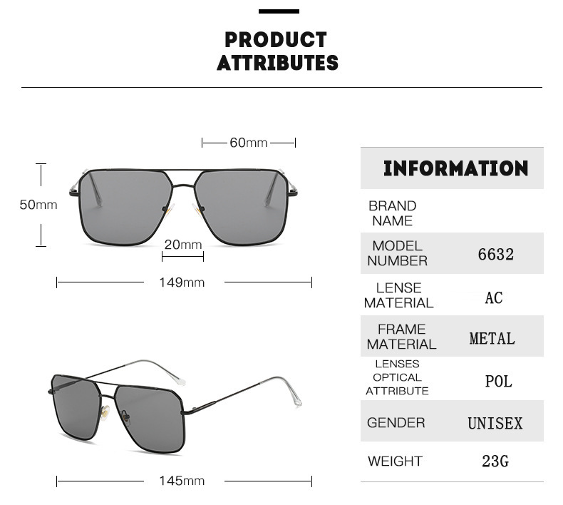 Title 2, Retro Trend Big Frame Sunglasses Fashion Classic