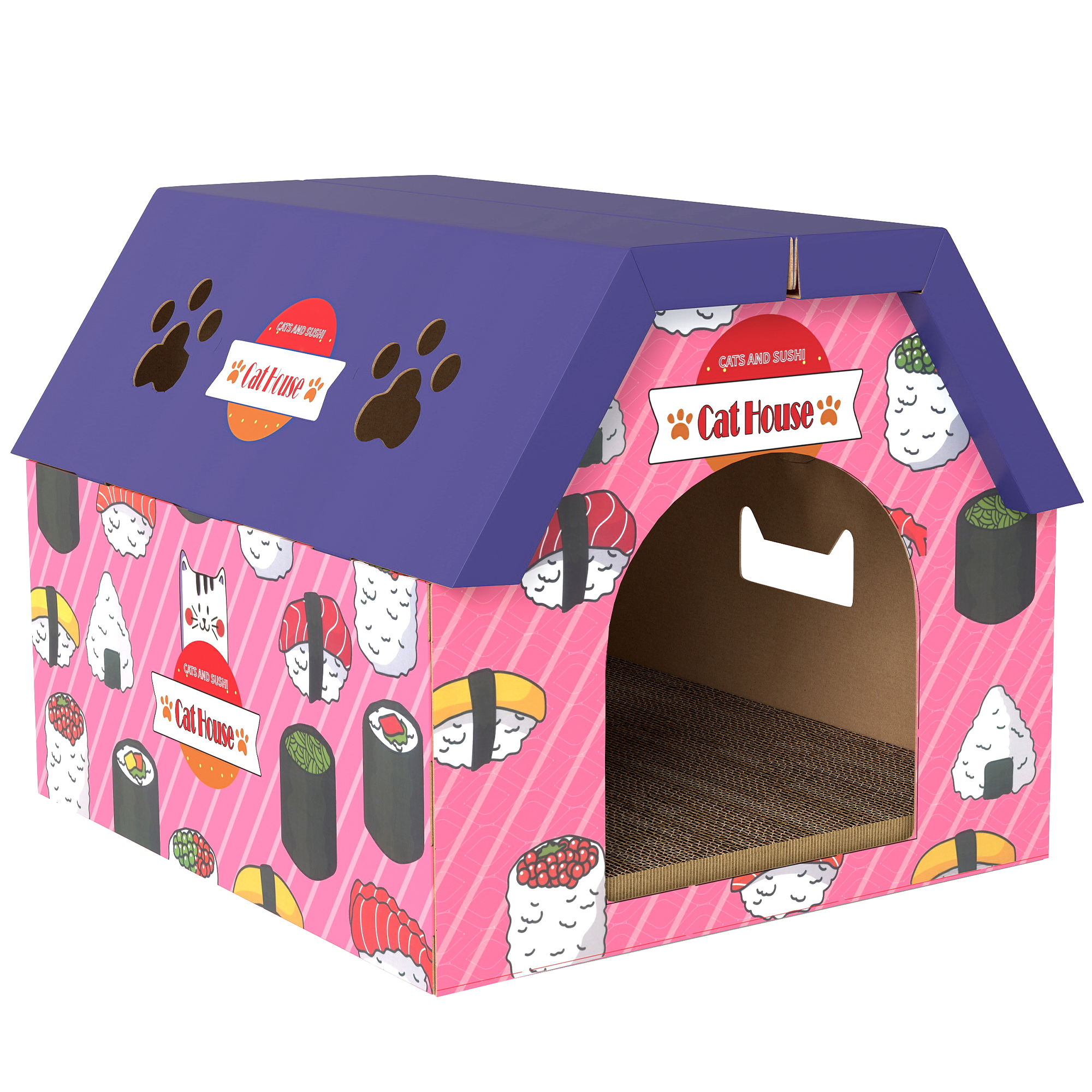 2 In 1 Gaming Style Cardboard Cat House With Scratching Board & Catnip — image 10