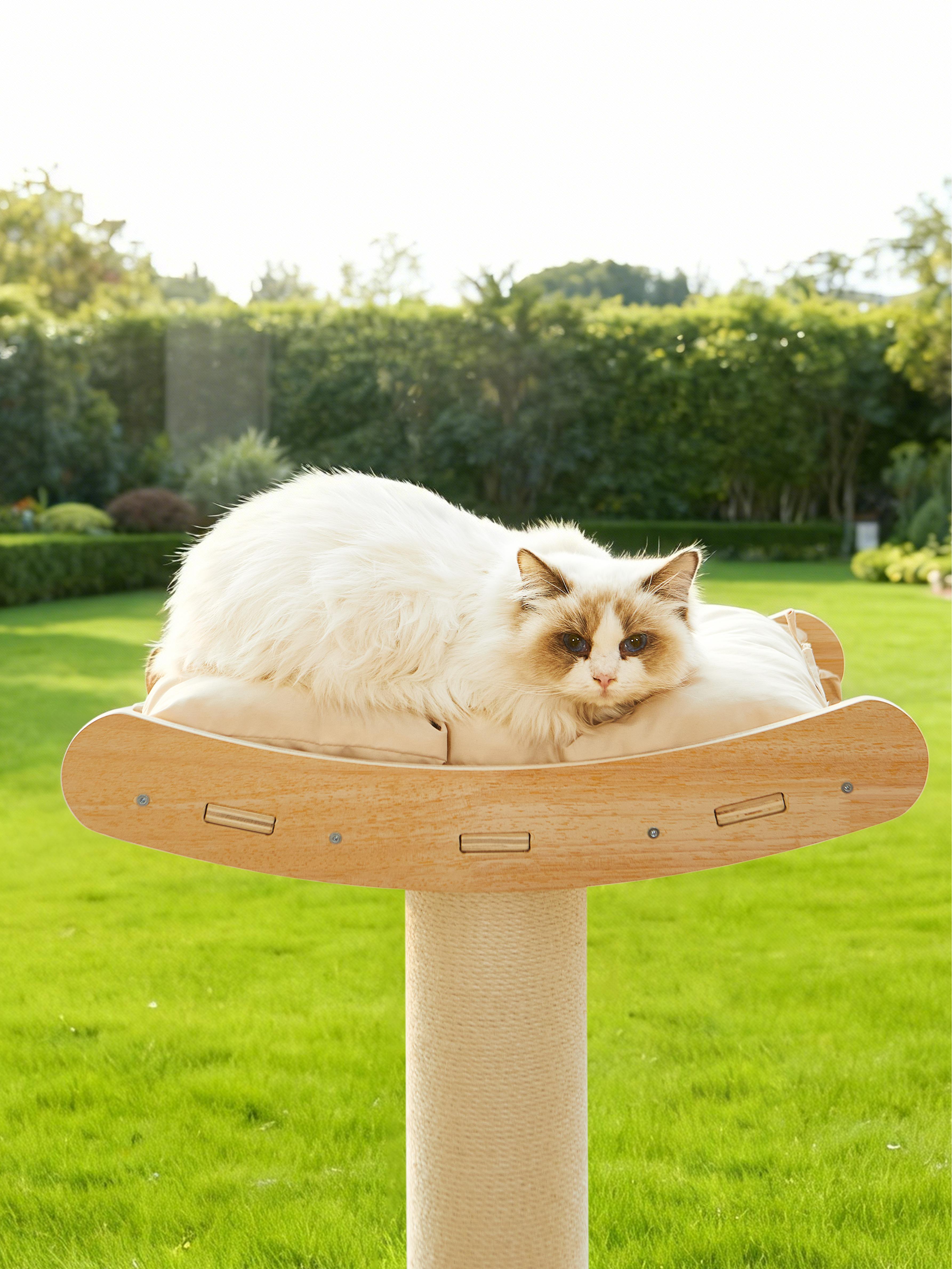 Half Cat Tree Tower-3-Tier Hemp Scratching Post, Perches & Sturdy Activity Center Suction Cup