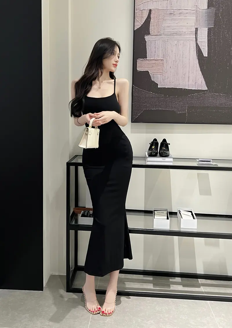 Women's Strappy Backless Suspender Fishtail Dress