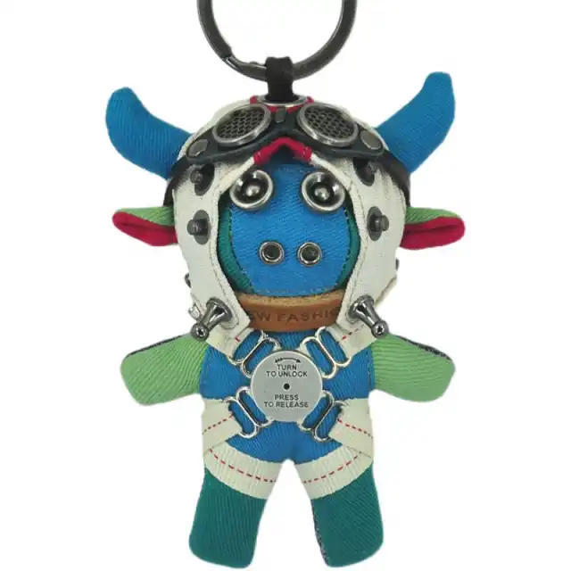 Pilot's Little Cute Cow Retro Style Pendant Keychain Blue - Shop at LoveMi